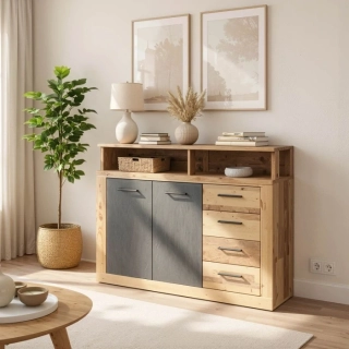 Komoda BLAGO MIDI A 119,6 cm, dub/čierna