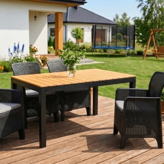 Záhradný stôl ARGOS 140-180 cm, dub/čierny