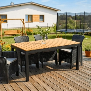 Záhradný stôl ARGOS 160-210 cm, dub/čierny