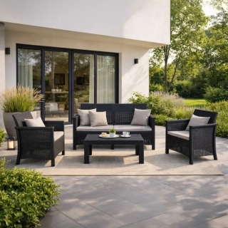 Záhradný nábytok BRENTA, čierna/sivá