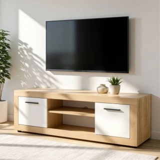 TV skrinka BLAGO 140 cm, dub sonoma/biela