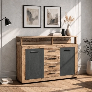 Komoda BLAGO MIDI B 119,5 cm, dub/grafit