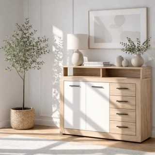 Komoda BLAGO MIDI A 119,5 cm, dub sonoma/biela