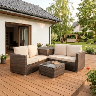 Záhradný nábytok NEGRO, hnedý/béžový