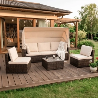 Záhradný nábytok CALIENTE hnedý/béžový
