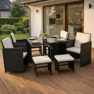 Záhradný nábytok BONITO, čierna/krémová