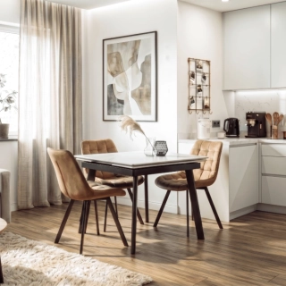 Keramický rozkladací stôl LARES 90-150 cm biely mramor/čierny