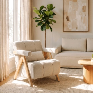 Kreslo RENATO, béžové/dub