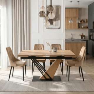 Stôl REX 160-220 cm, dub/čierna